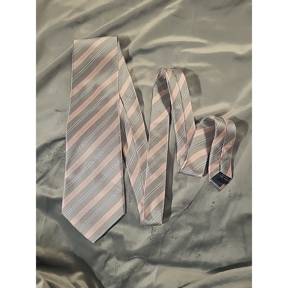belisi handmade silk tie pink blue gray diagonal‎ stripes